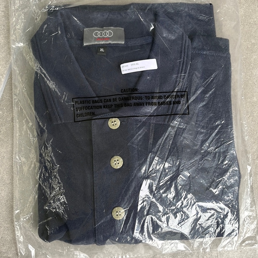 Audi Dark Blue Ribbed Collar Polo